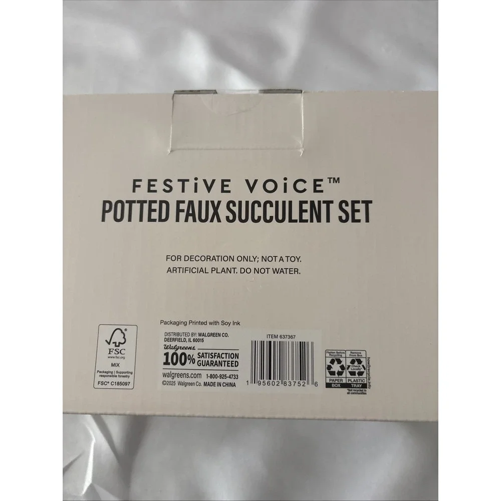 Festive Voice Potted Faux Succulent Set 3 Count Artificial Plants Ceramic Pots